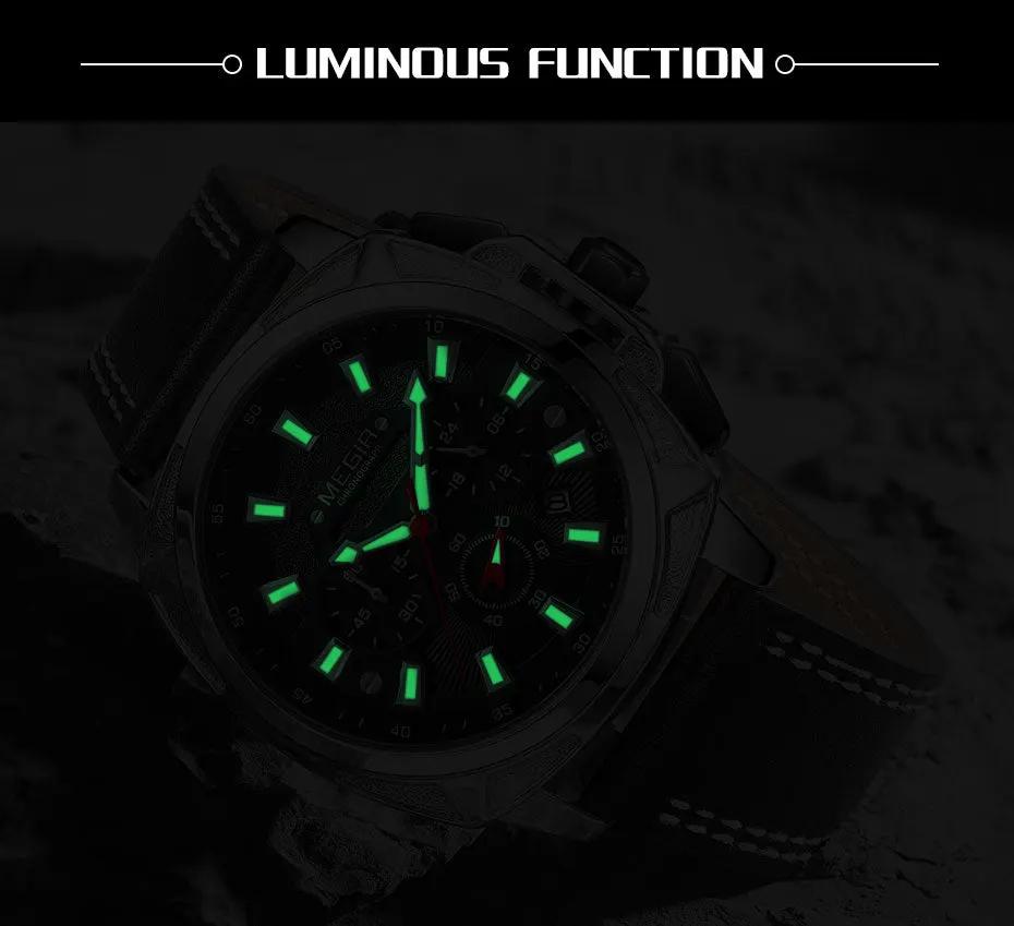 MEGIR Relogio Masculino Watches Men Fashion Leather Band Sports Military Watches Luxury Quartz Business Wristwatch Reloj Hombre 2128 by MEGIR WATCH GROUP