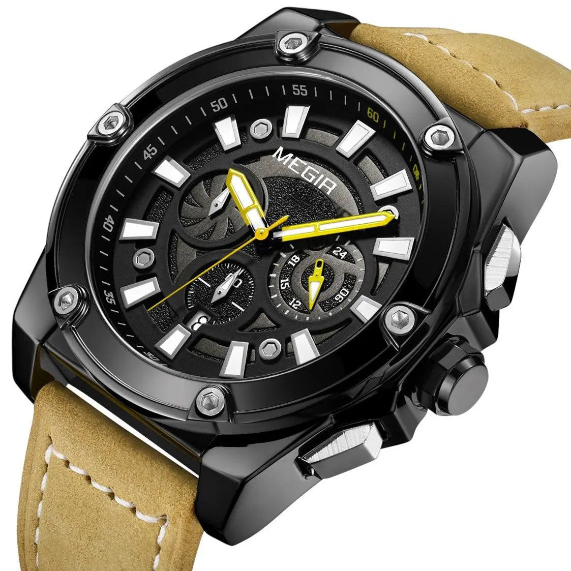 MEGIR Men's Watches Top Brand Luxury Casual Sports Wrist Watch Leather Strap Quartz Male Clock Chronograph Relogio Masculino 2122 by MEGIR WATCH GROUP