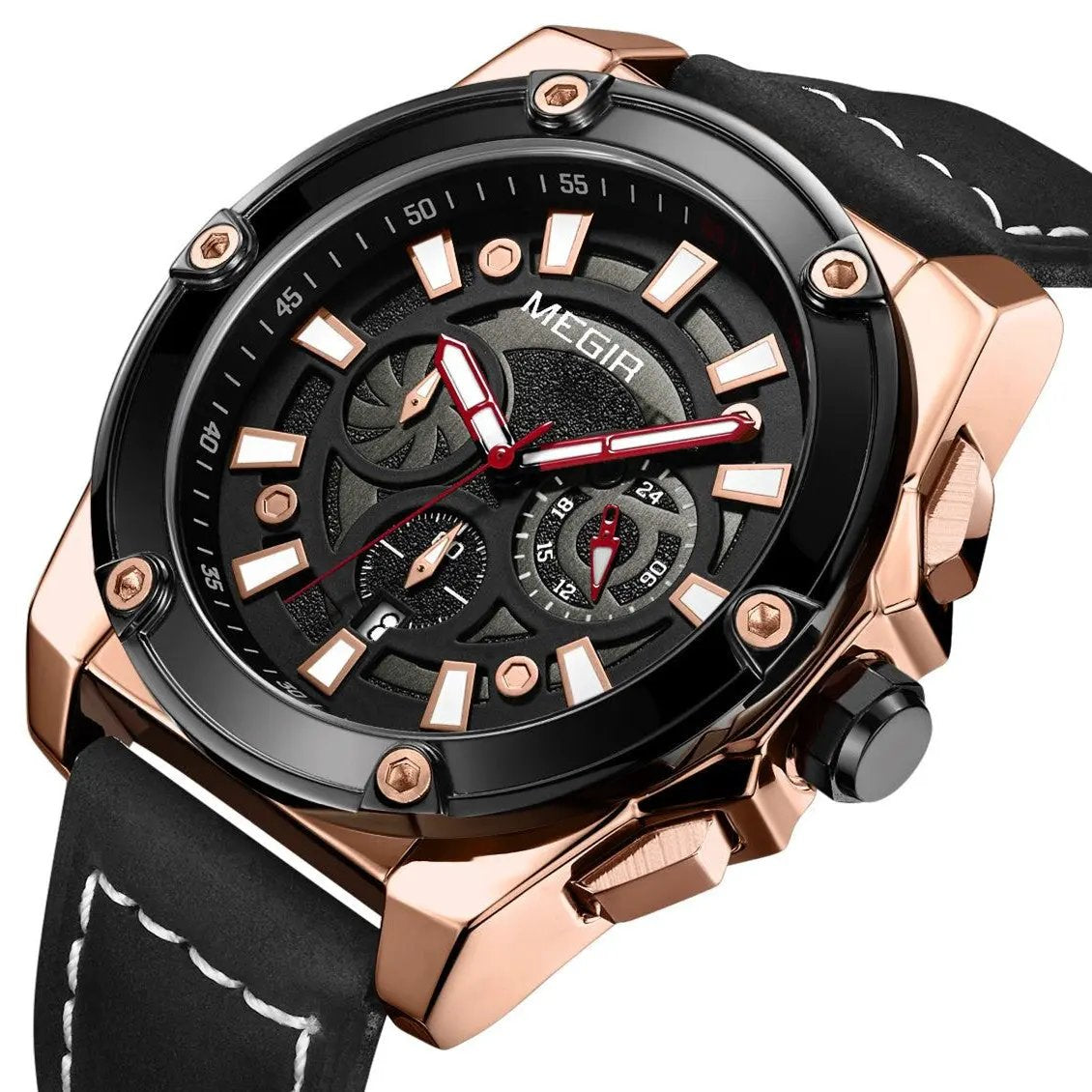 MEGIR Men's Watches Top Brand Luxury Casual Sports Wrist Watch Leather Strap Quartz Male Clock Chronograph Relogio Masculino 2122 by MEGIR WATCH GROUP