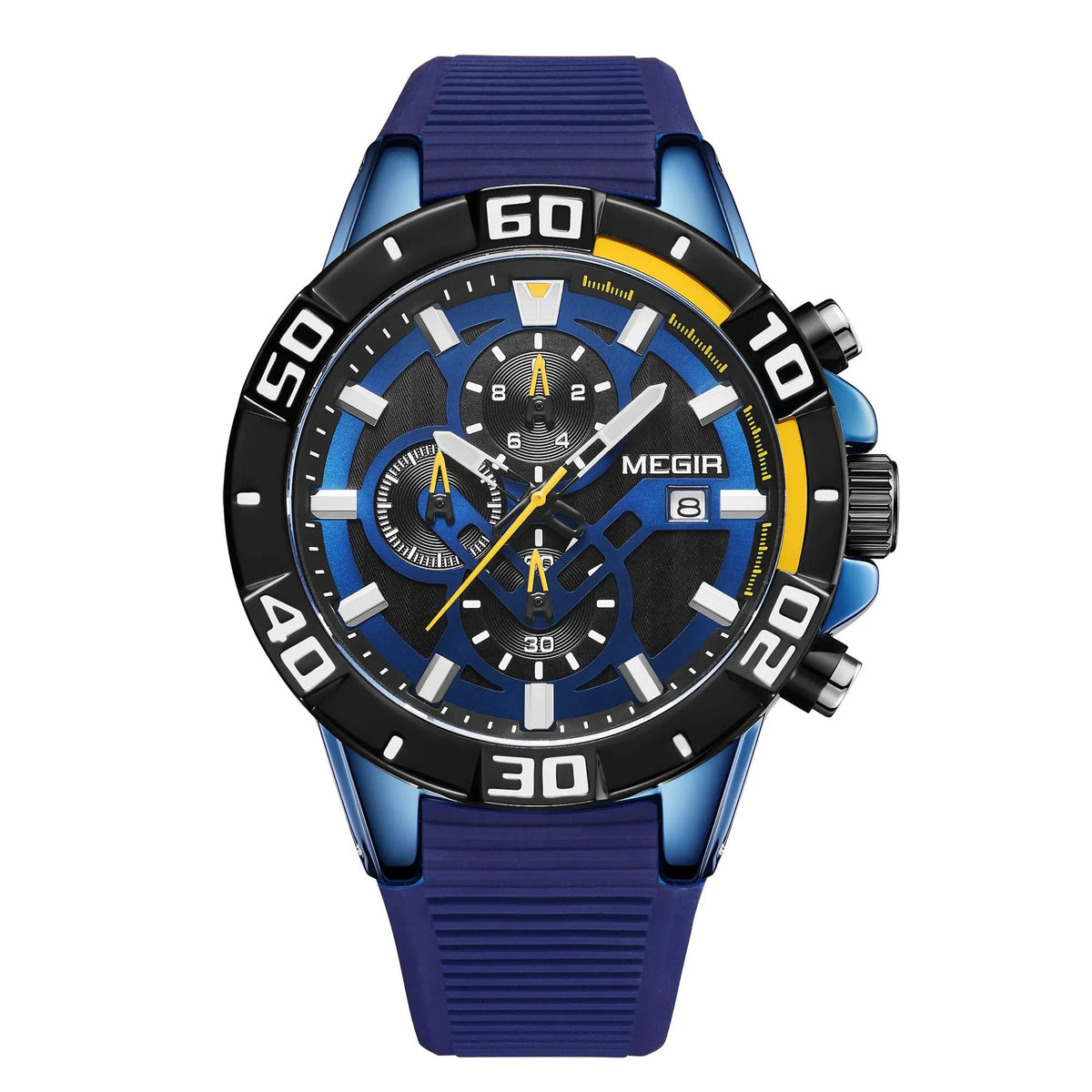 MEGIR Men Wristwatch Top Brand Luxury Silicone Strap Sport Watches Waterproof Luminous Quartz Clock Chronograph Reloj Hombre 2121 by MEGIR WATCH GROUP