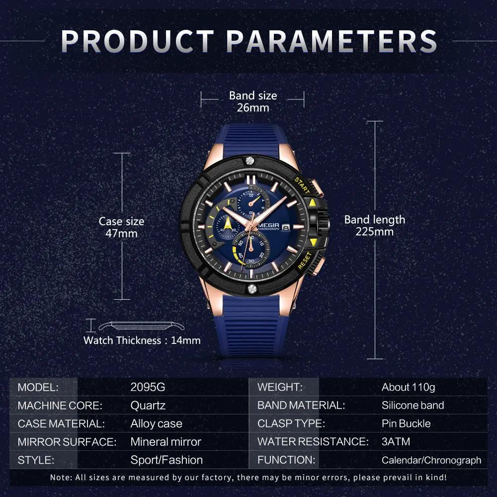 MEGIR Quartz Watches for Men Luxury Sport Military Wristwatches Waterproof Man Clock Date Chronograph Relogio Masculino 2095 by MEGIR WATCH GROUP