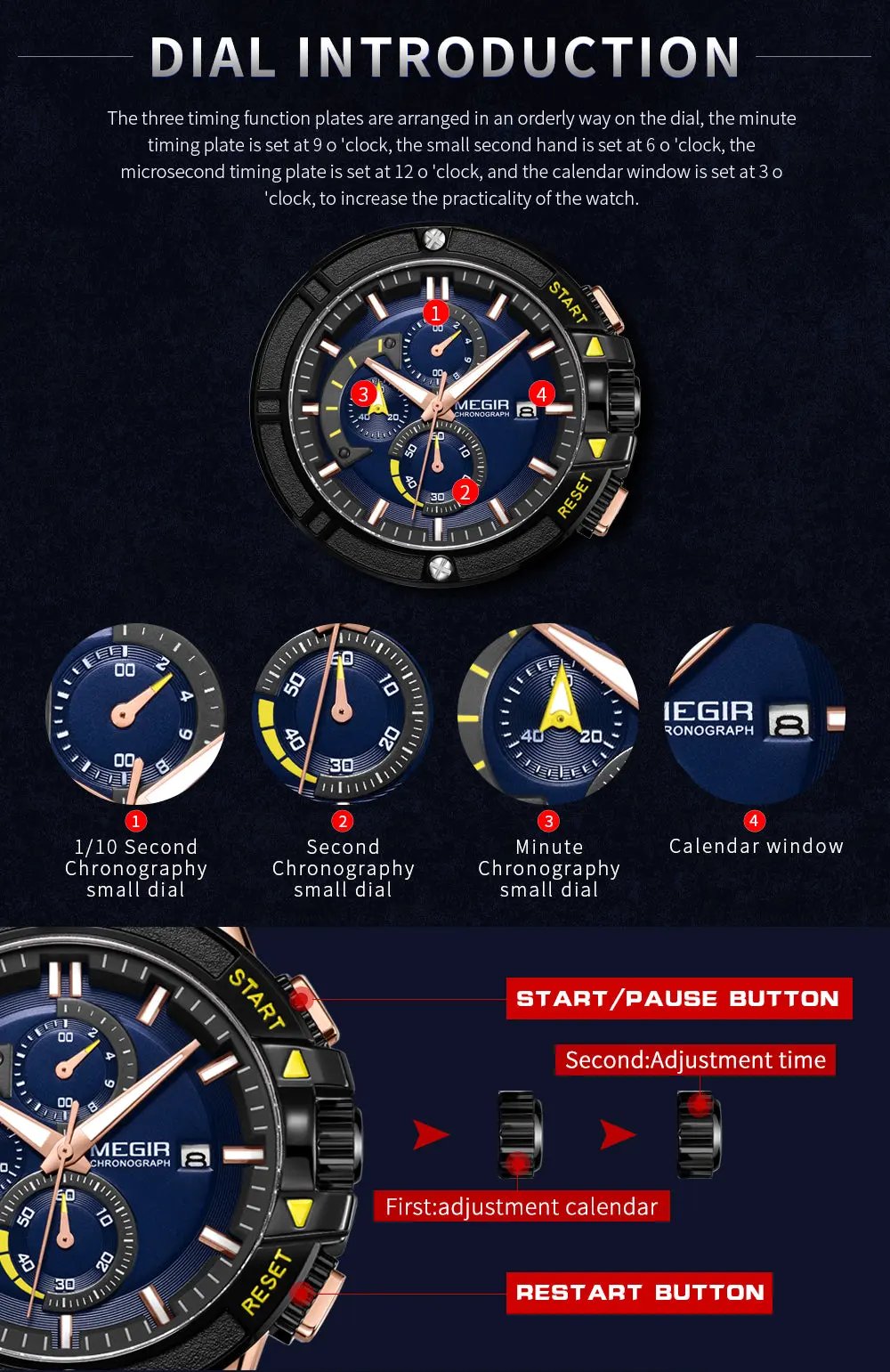 MEGIR Quartz Watches for Men Luxury Sport Military Wristwatches Waterproof Man Clock Date Chronograph Relogio Masculino 2095 by MEGIR WATCH GROUP