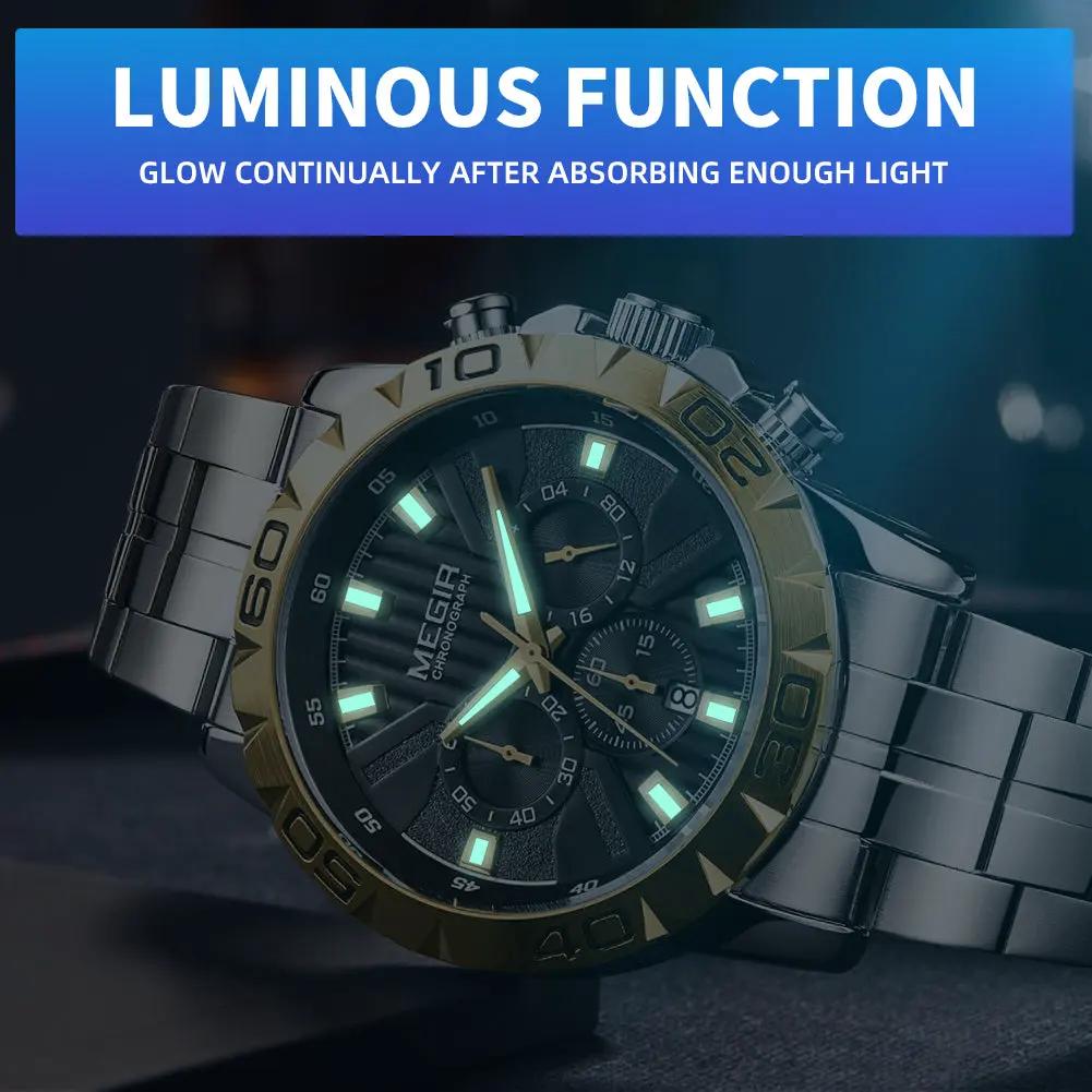 MEGIR Watches Business Mens Watches Top Brand Luxury Quartz Casual Wristwatch Date Clock Waterproof Wrist Watch Chronograph 2087 by MEGIR WATCH GROUP