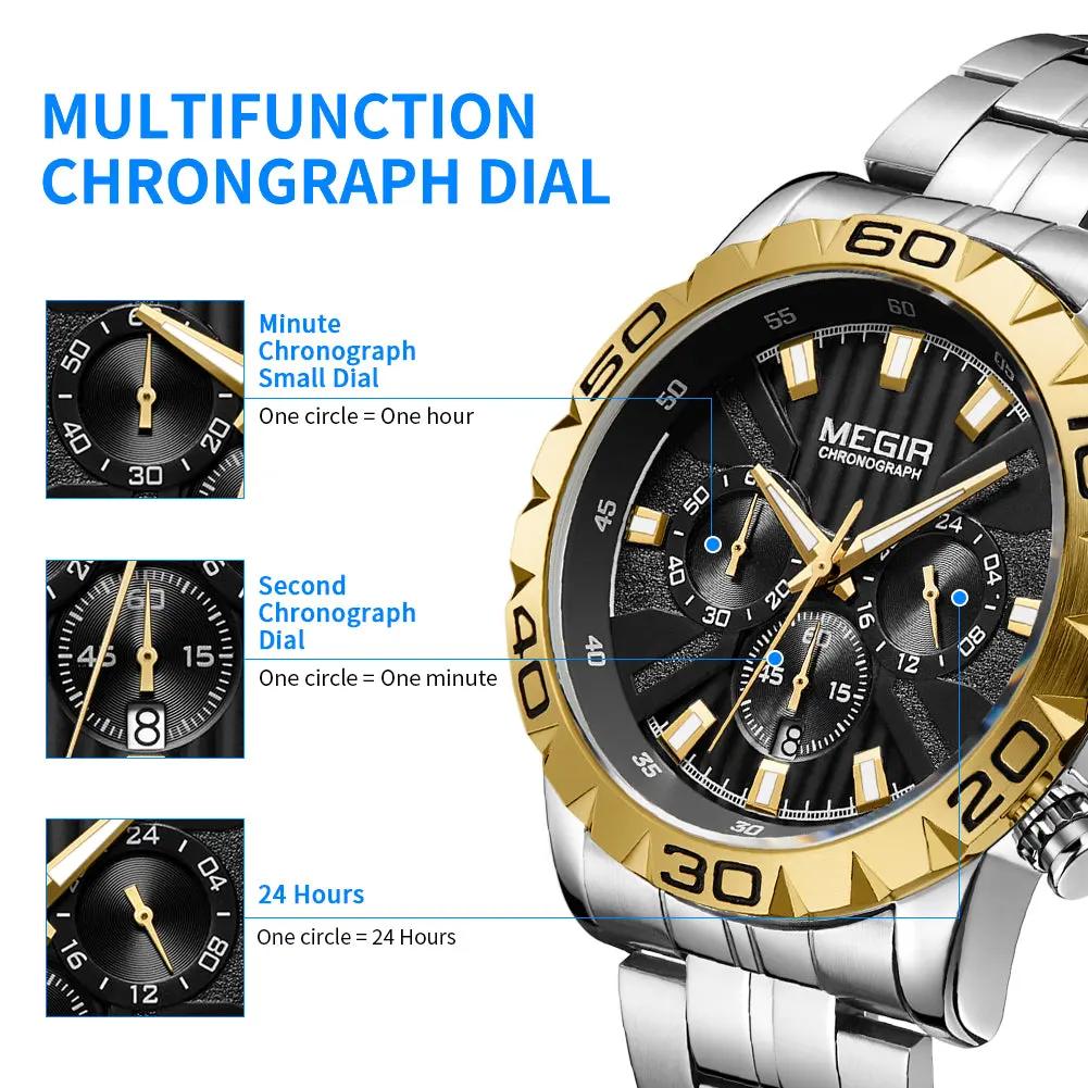 MEGIR Watches Business Mens Watches Top Brand Luxury Quartz Casual Wristwatch Date Clock Waterproof Wrist Watch Chronograph 2087 by MEGIR WATCH GROUP