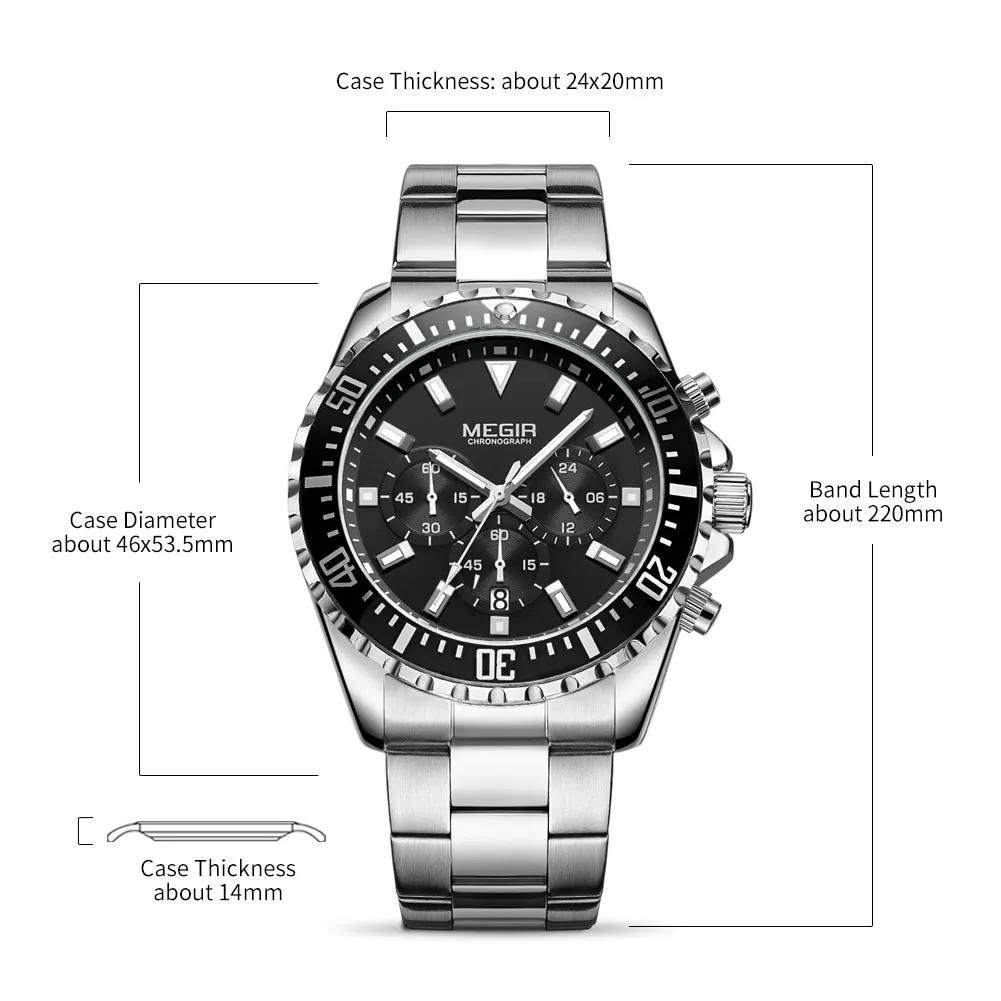 MEGIR Original Luxury Men Business Quartz Watch Stainless Steel Bracelet Chronograph Male Military Wristwatch Clock Relogio Masculino 2064 by MEGIR WATCH GROUP
