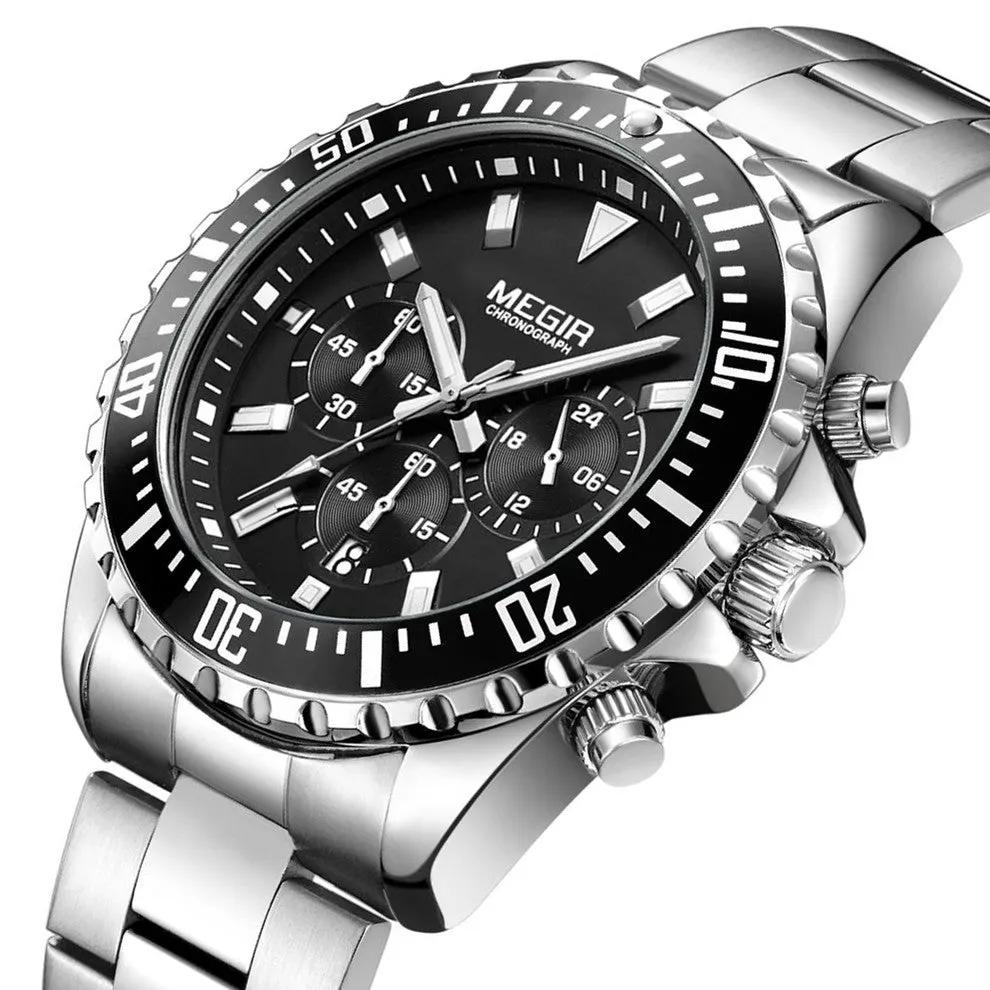MEGIR Original Luxury Men Business Quartz Watch Stainless Steel Bracelet Chronograph Male Military Wristwatch Clock Relogio Masculino 2064 by MEGIR WATCH GROUP