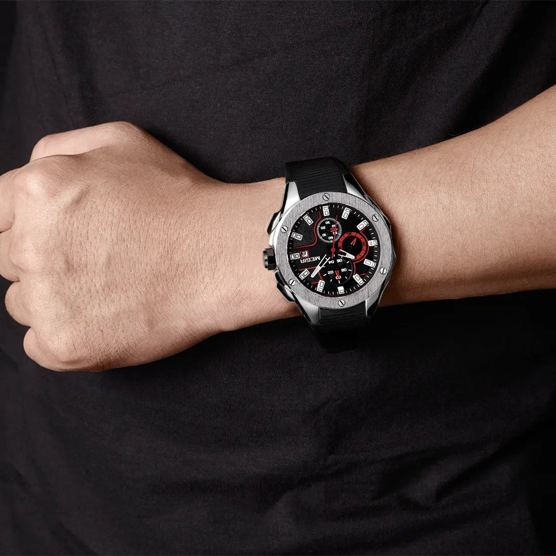 MEGIR Men Sport Military Watch Luxury Luminous Waterproof Chronograph Quartz Wristwatch Date Clock Relogio Masculino 2053 by MEGIR WATCH GROUP