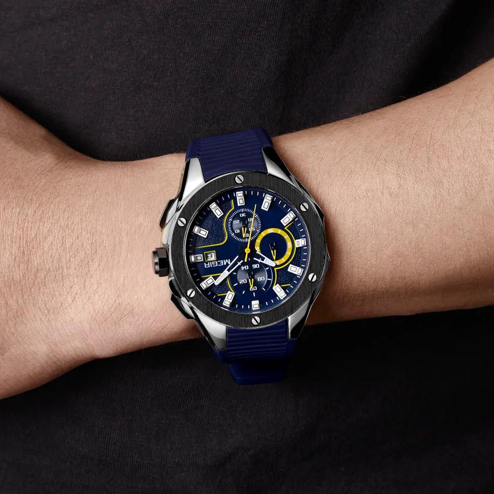 MEGIR Men Sport Military Watch Luxury Luminous Waterproof Chronograph Quartz Wristwatch Date Clock Relogio Masculino 2053 by MEGIR WATCH GROUP
