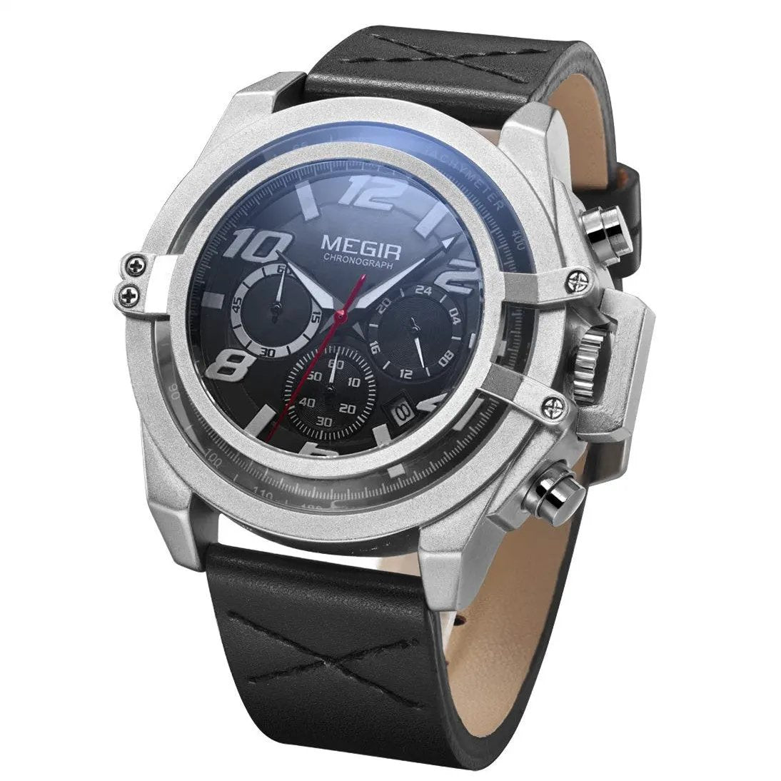MEGIR Fashion Men Watches Leather Strap Sport Watch Chronograph Waterproof Quartz Wristwatch Clock Relogio Masculino 2052 by MEGIR WATCH GROUP