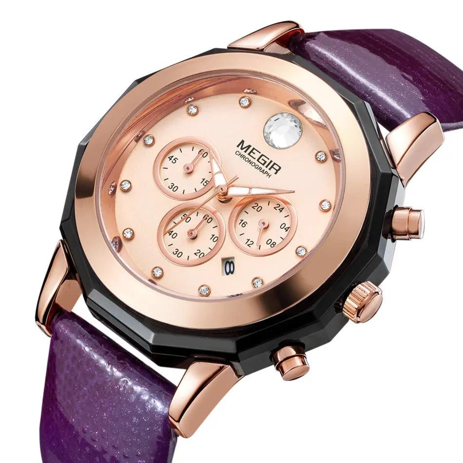 MEGIR Luxury Brand Women Bracelet Watches Ladies Fashion Quartz Sport Wristwatch Leather Dress Clock Chronograph Reloj Hombre 2042 by MEGIR WATCH GROUP