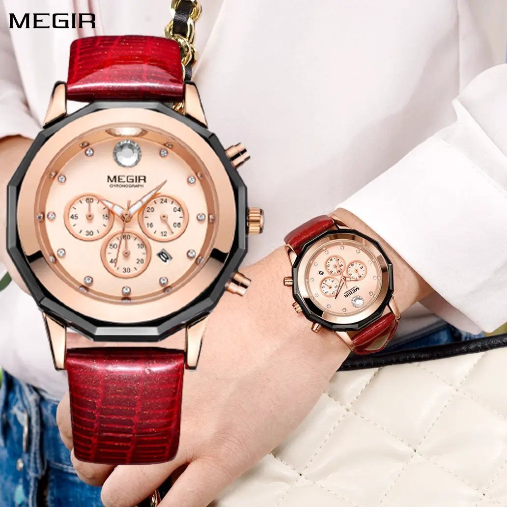 MEGIR Luxury Brand Women Bracelet Watches Ladies Fashion Quartz Sport Wristwatch Leather Dress Clock Chronograph Reloj Hombre 2042 by MEGIR WATCH GROUP