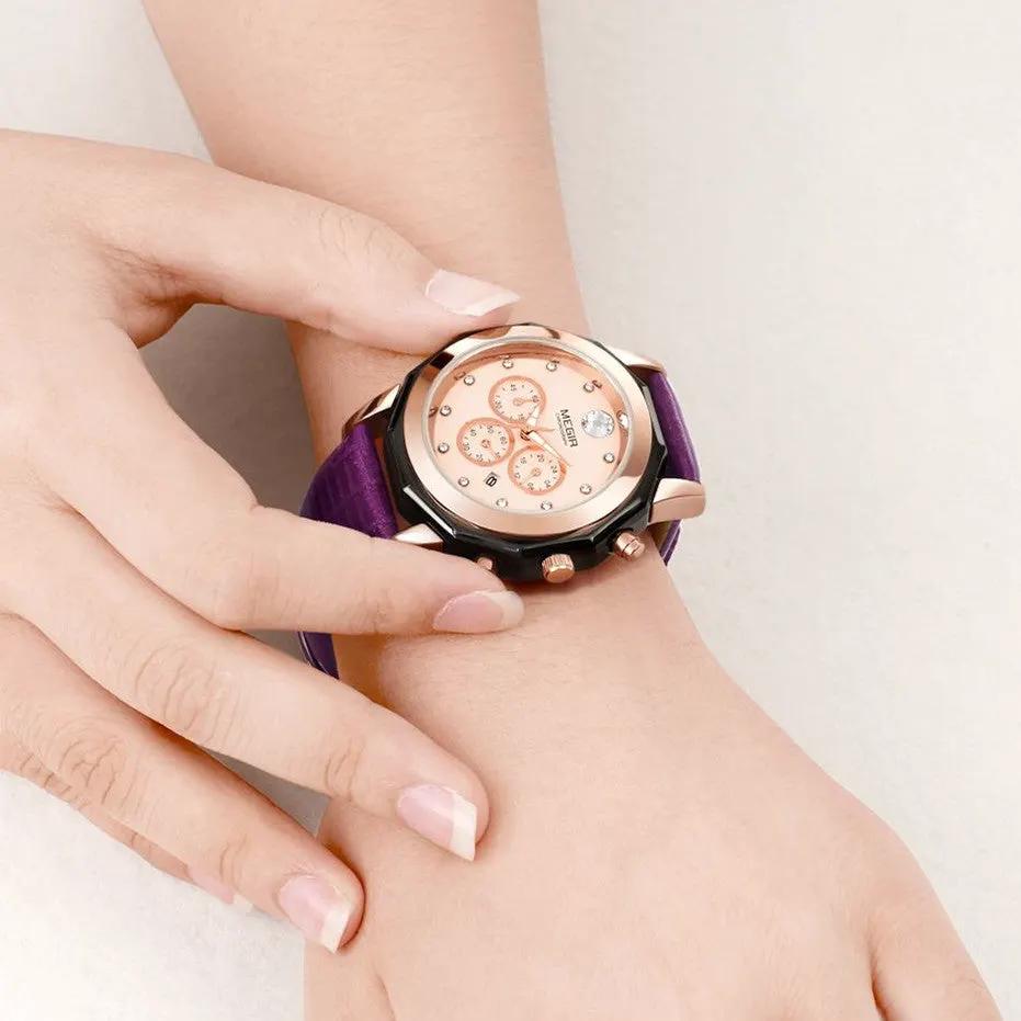 MEGIR Luxury Brand Women Bracelet Watches Ladies Fashion Quartz Sport Wristwatch Leather Dress Clock Chronograph Reloj Hombre 2042 by MEGIR WATCH GROUP