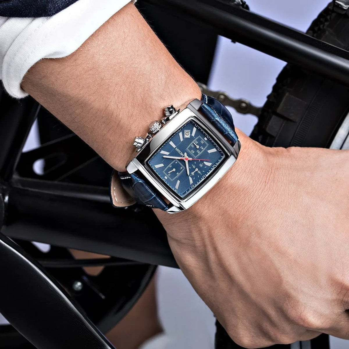 MEGIR Watch Men Business Wristwatch Rectangle Quartz Military Watches Waterproof Luminous Leather Strap Sport Casual Clock Reloj Hombre 2028 by MEGIR WATCH GROUP