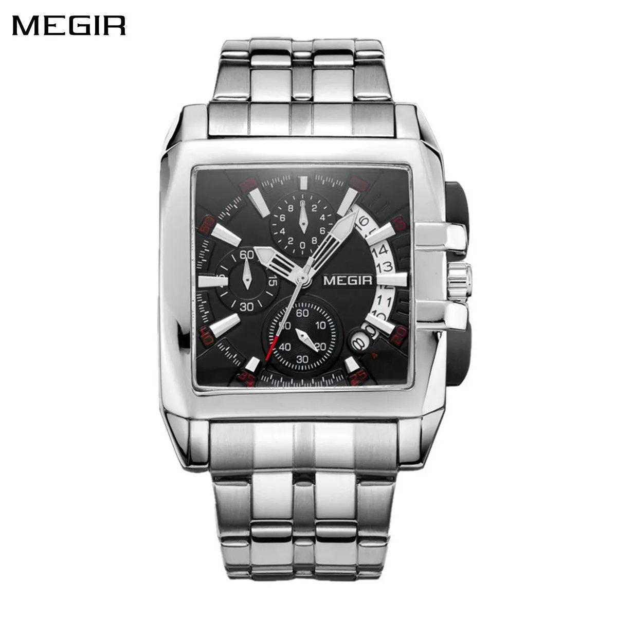 MEGIR Original Luxury Men Watch Stainless Steel Bracelet Quartz Military Wristwatch Business Watches Chronograph Big Dial Relogio Masculino 2018 by MEGIR WATCH GROUP