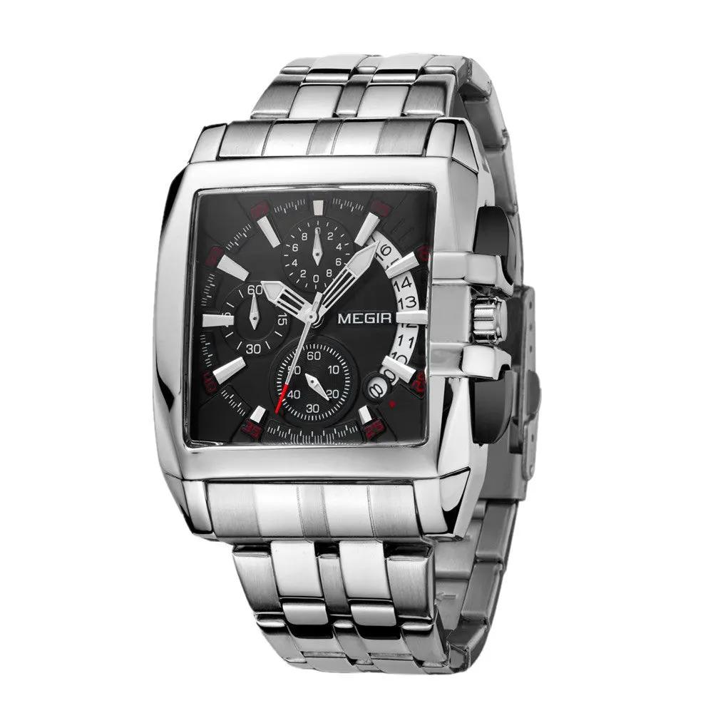 MEGIR Original Luxury Men Watch Stainless Steel Bracelet Quartz Military Wristwatch Business Watches Chronograph Big Dial Relogio Masculino 2018 by MEGIR WATCH GROUP