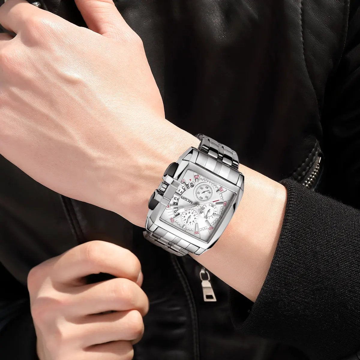 MEGIR Original Luxury Men Watch Stainless Steel Bracelet Quartz Military Wristwatch Business Watches Chronograph Big Dial Relogio Masculino 2018 by MEGIR WATCH GROUP
