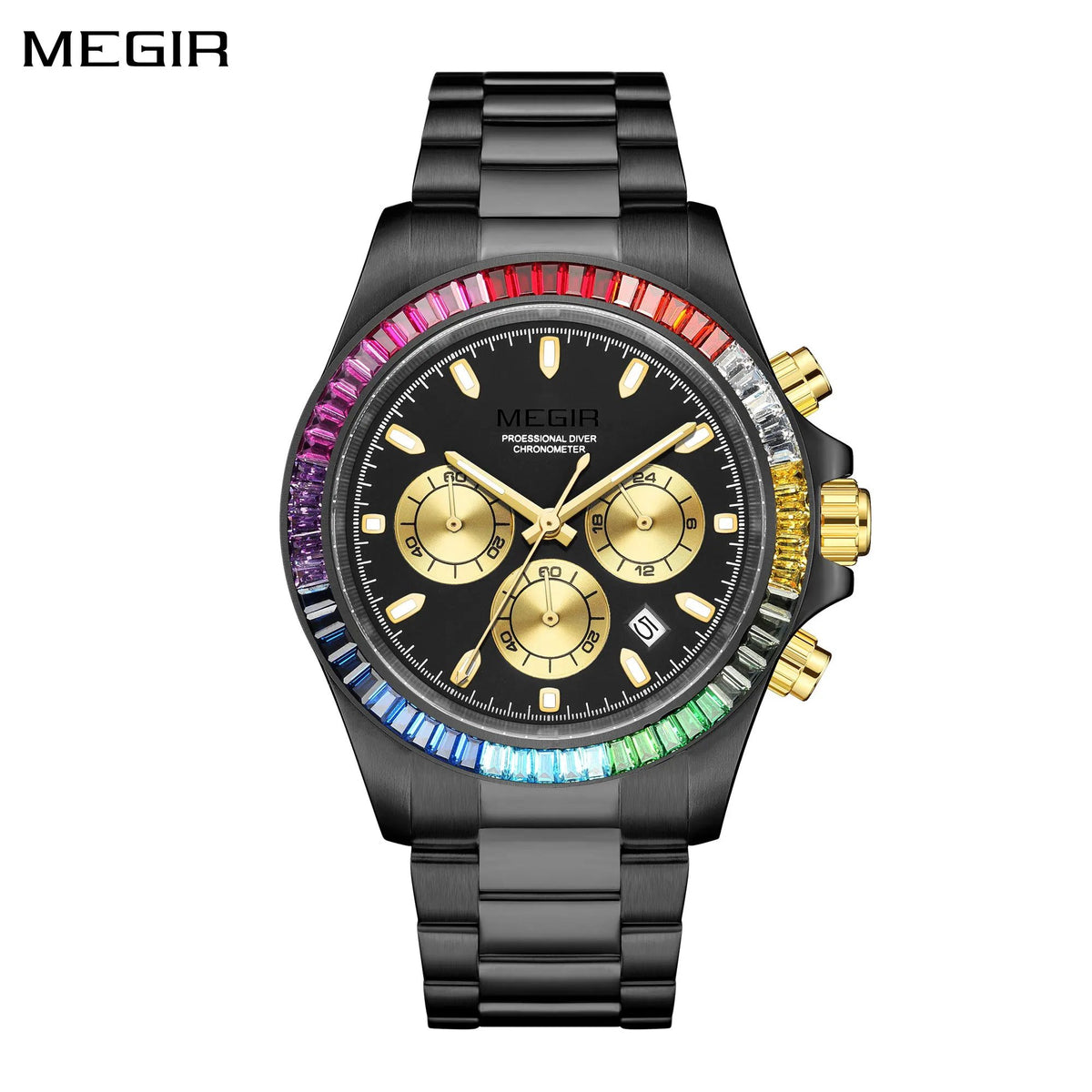 MEGIR Mens Watches Top Brand Luxury Business Wristwatches Stainless Steel Waterproof Date Quartz Chronograph Reloj Hombre 8410 by MEGIR WATCH GROUP