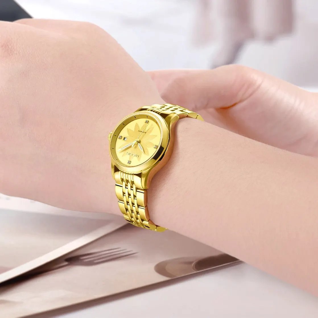 MEGIR Fashion Business Casual Watch for Women Sapphire Automatic Mechanical Wrist Watch Ladies Stainless Steel Female Date Clock 62061 by MEGIR WATCH GROUP