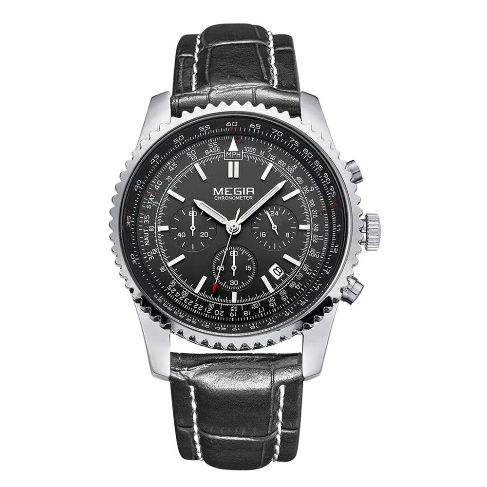 MEGIR Fashion Leather Strap Quartz Watches Waterproof Luminous Men Casual Sport Wristwatch Date Clock Chronograph Reloj Hombre 2009 by MEGIR WATCH GROUP