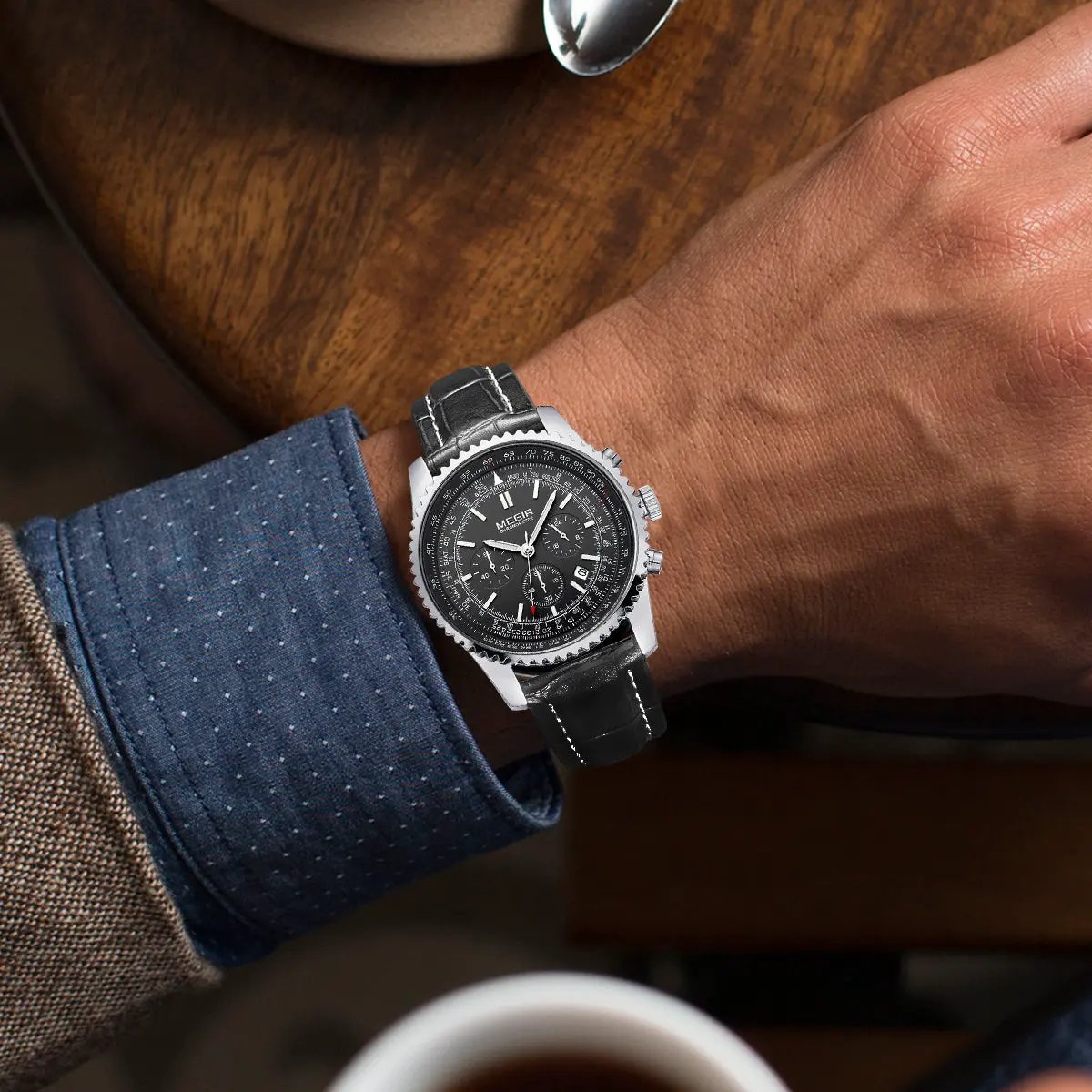 MEGIR Fashion Leather Strap Quartz Watches Waterproof Luminous Men Casual Sport Wristwatch Date Clock Chronograph Reloj Hombre 2009 by MEGIR WATCH GROUP