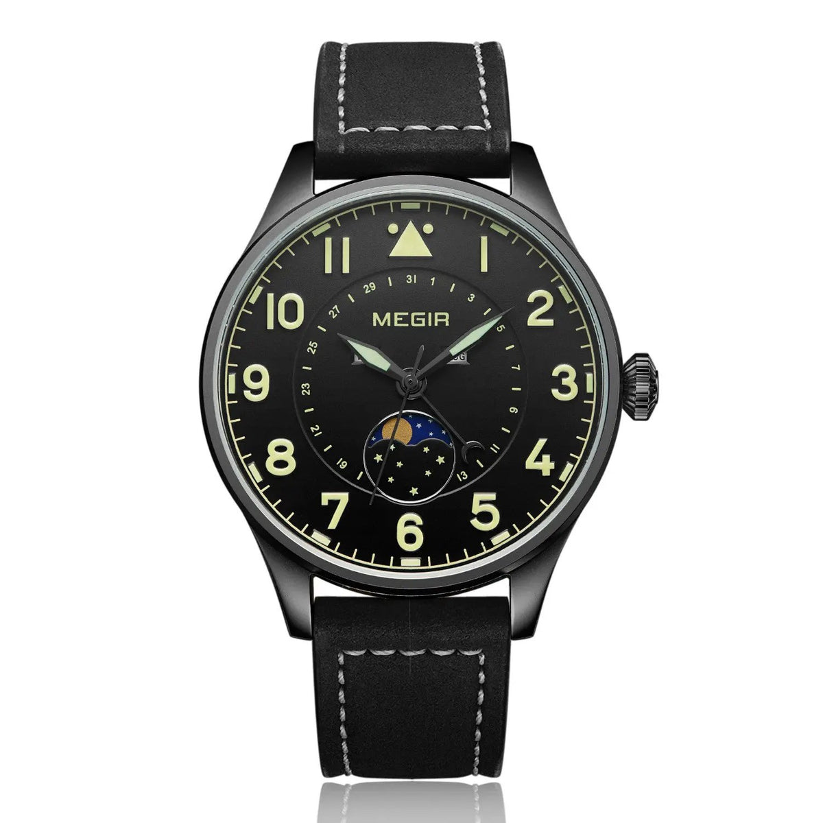 MEGIR Fashion Sport Quartz Watches Men Luxury Leather Business Casual Wristwatches Waterproof Date Clcok Moon Phase Reloj Hombre 4193 by MEGIR WATCH GROUP