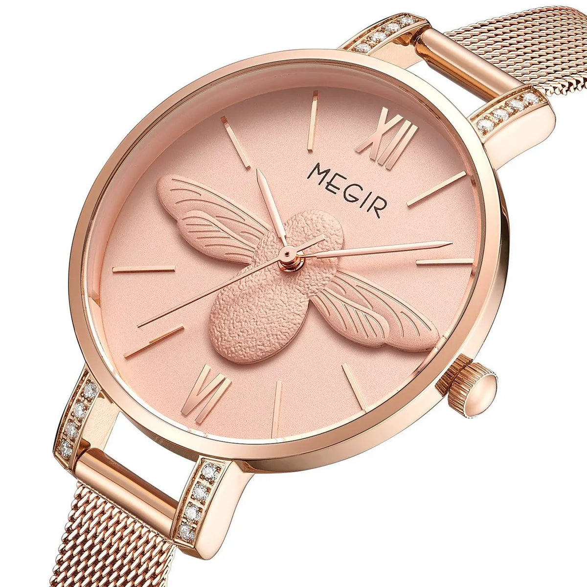 MEGIR Fashion Women Watches Top Brand Luxury Quartz Wristwatch Ladies Rose Gold Mesh Belt Business Casual Watch Reloj Mujer 7009 by MEGIR WATCH GROUP