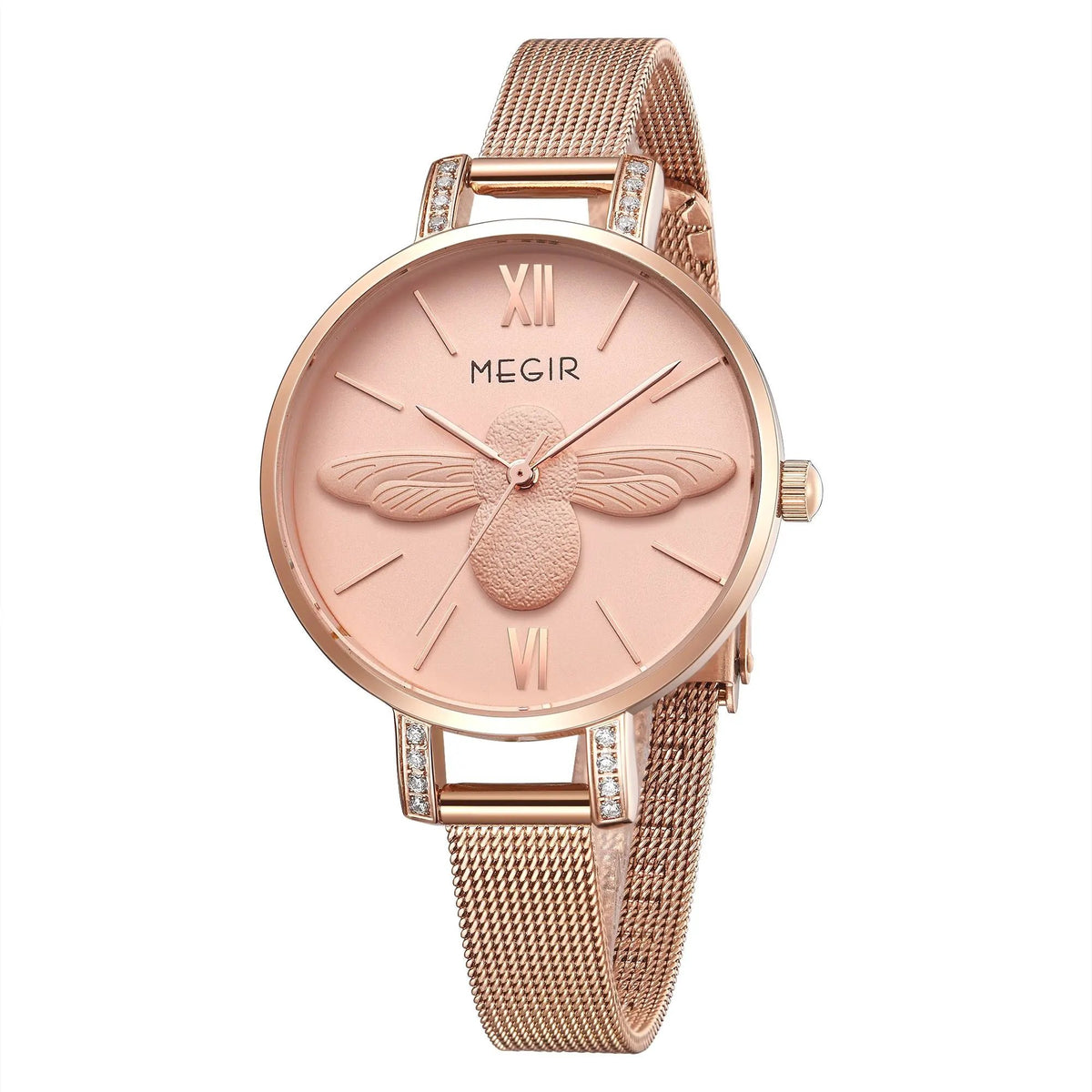 MEGIR Fashion Women Watches Top Brand Luxury Quartz Wristwatch Ladies Rose Gold Mesh Belt Business Casual Watch Reloj Mujer 7009 by MEGIR WATCH GROUP