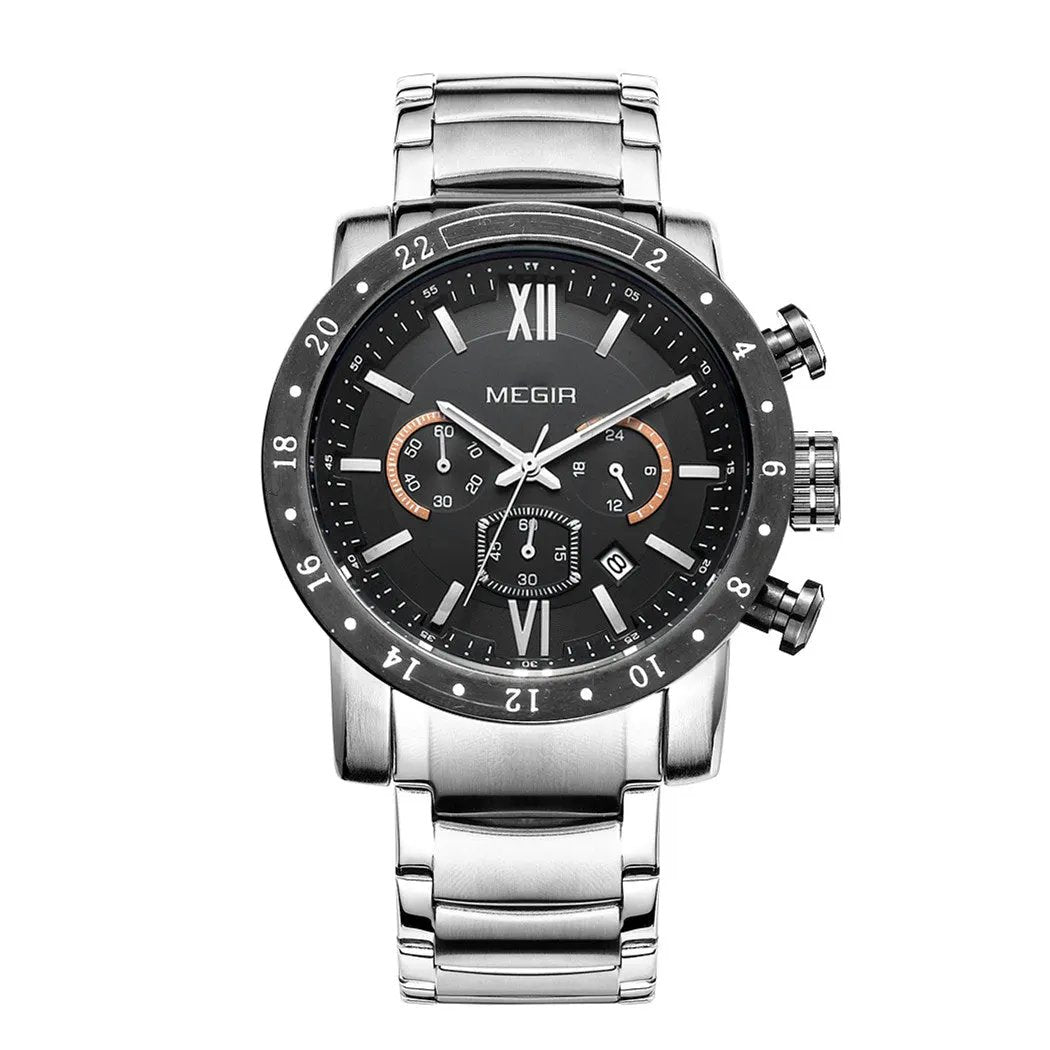 MEGIR Luxury Men's Business Watches Chronograph Waterproof Stainless Steel Quartz Watch Calendar Male Clock Reloj Hombre 3008 by MEGIR WATCH GROUP