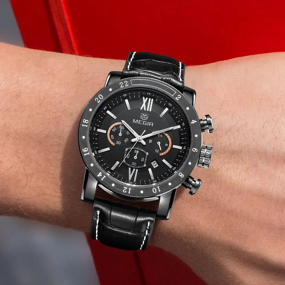 MEGIR Luxury Men's Business Watches Chronograph Waterproof Stainless Steel Quartz Watch Calendar Male Clock Reloj Hombre 3008 by MEGIR WATCH GROUP