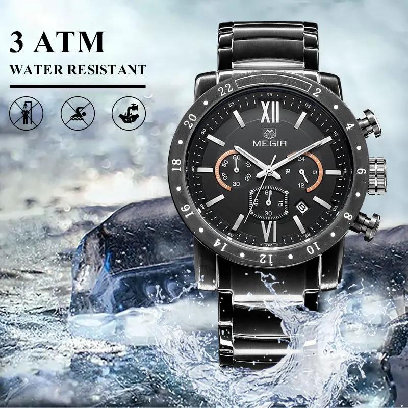 MEGIR Luxury Men's Business Watches Chronograph Waterproof Stainless Steel Quartz Watch Calendar Male Clock Reloj Hombre 3008 by MEGIR WATCH GROUP