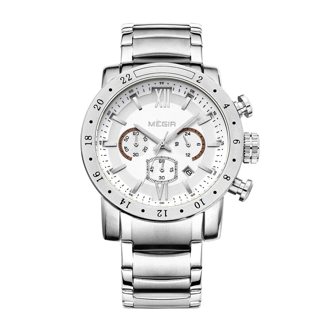 MEGIR Luxury Men's Business Watches Chronograph Waterproof Stainless Steel Quartz Watch Calendar Male Clock Reloj Hombre 3008 by MEGIR WATCH GROUP