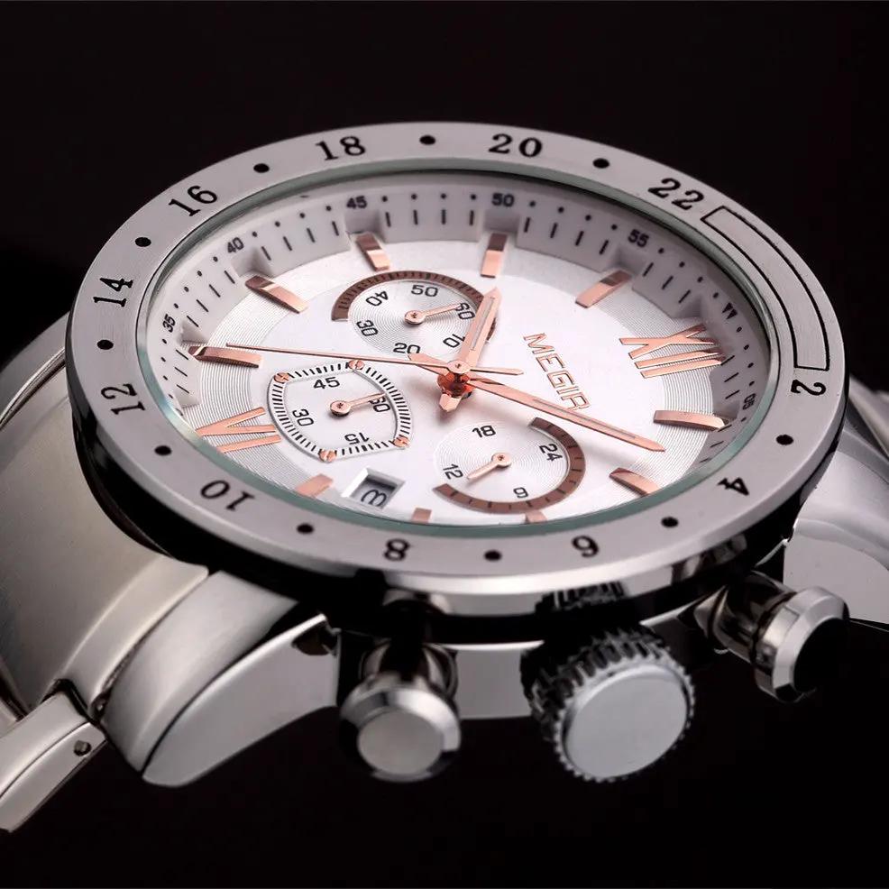 MEGIR Luxury Men's Business Watches Chronograph Waterproof Stainless Steel Quartz Watch Calendar Male Clock Reloj Hombre 3008 by MEGIR WATCH GROUP
