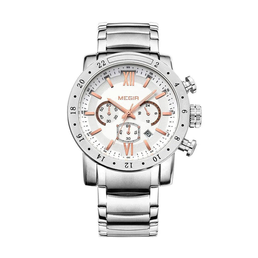 MEGIR Luxury Men's Business Watches Chronograph Waterproof Stainless Steel Quartz Watch Calendar Male Clock Reloj Hombre 3008 by MEGIR WATCH GROUP