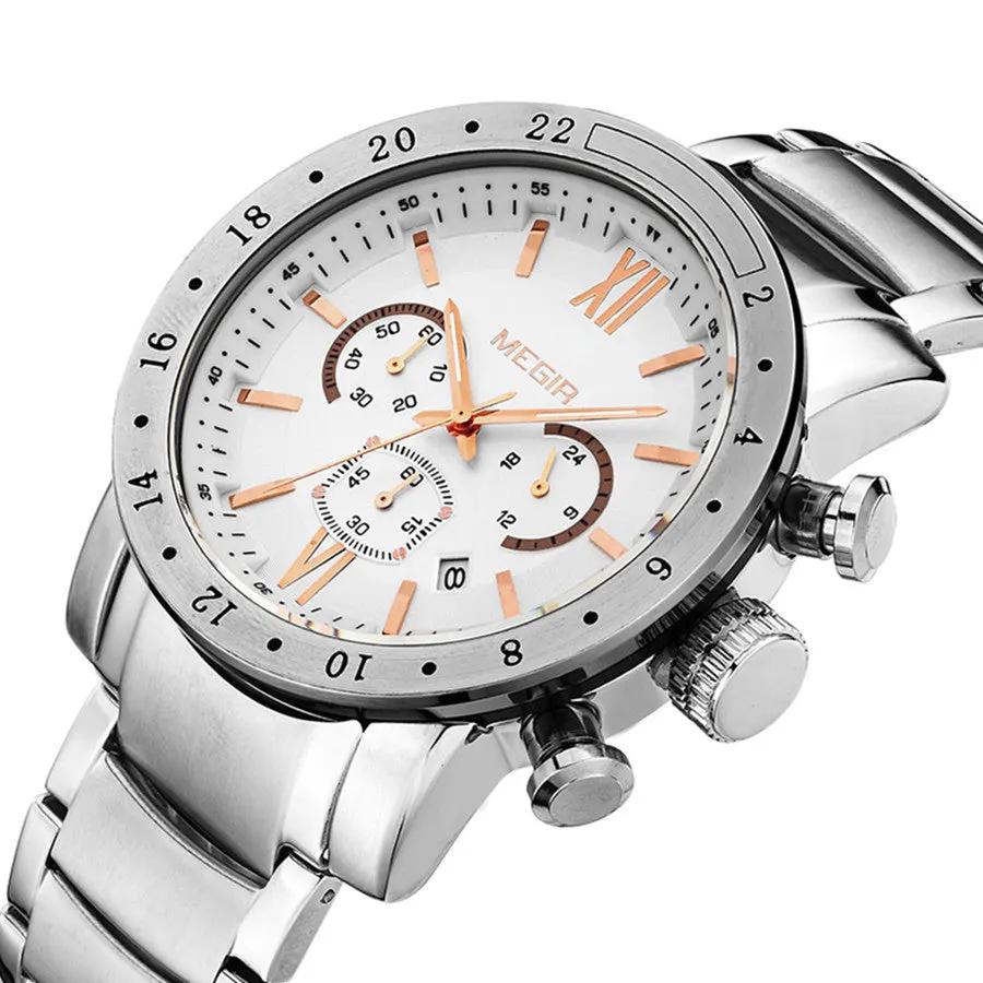 MEGIR Luxury Men's Business Watches Chronograph Waterproof Stainless Steel Quartz Watch Calendar Male Clock Reloj Hombre 3008 by MEGIR WATCH GROUP