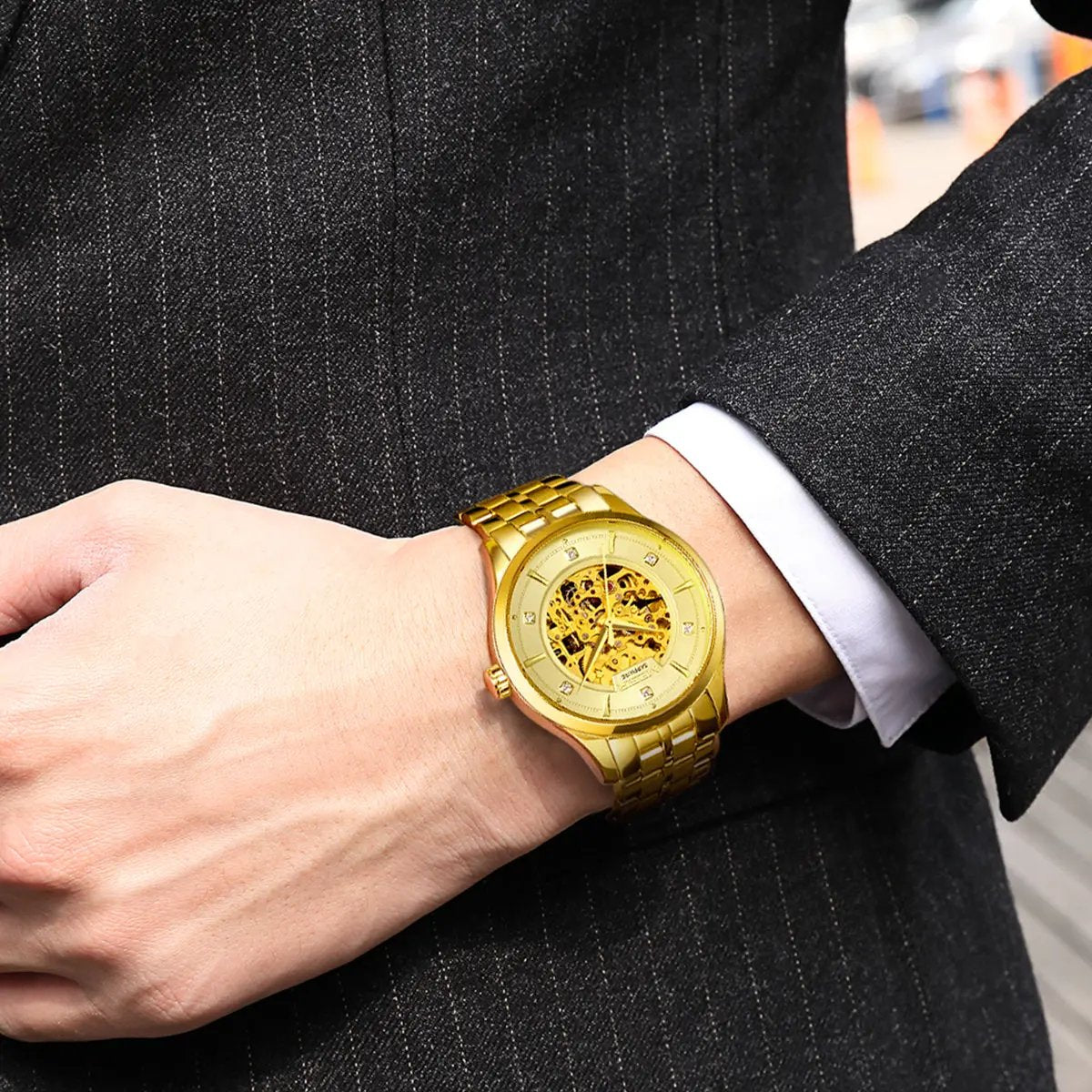 MEGIR Luxury Men Watches Waterproof Automatic Mechanical Watch Stainless Steel Sapphire Gold Business WristWatch Reloj Hombre 62058 by MEGIR WATCH GROUP