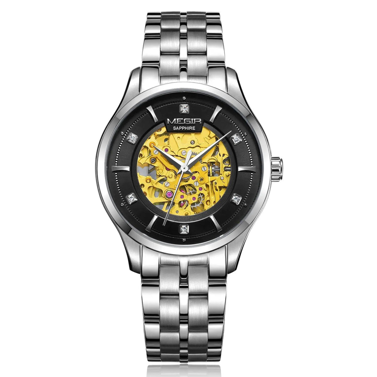 MEGIR Luxury Men Watches Waterproof Automatic Mechanical Watch Stainless Steel Sapphire Gold Business WristWatch Reloj Hombre 62058 by MEGIR WATCH GROUP