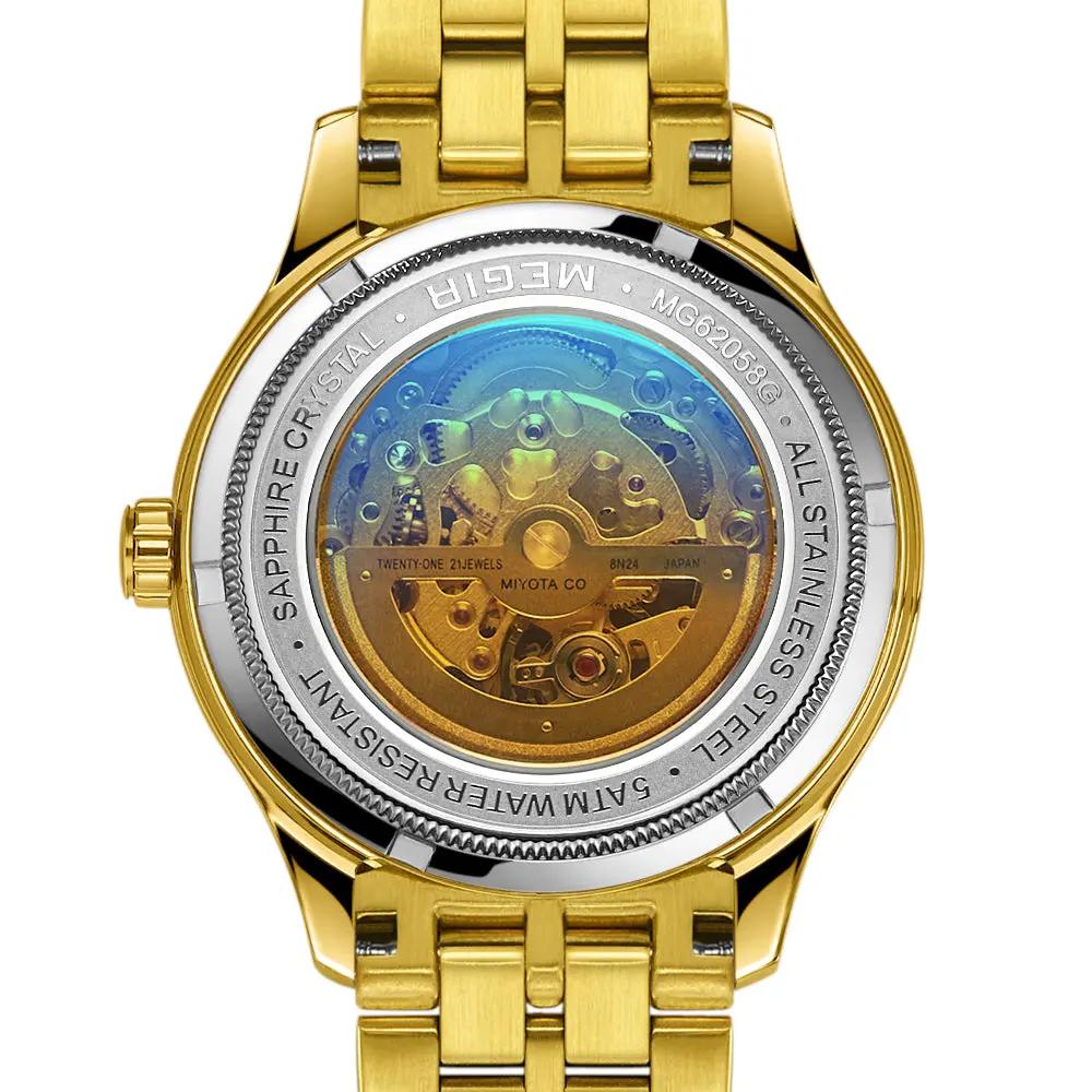 MEGIR Luxury Men Watches Waterproof Automatic Mechanical Watch Stainless Steel Sapphire Gold Business WristWatch Reloj Hombre 62058 by MEGIR WATCH GROUP