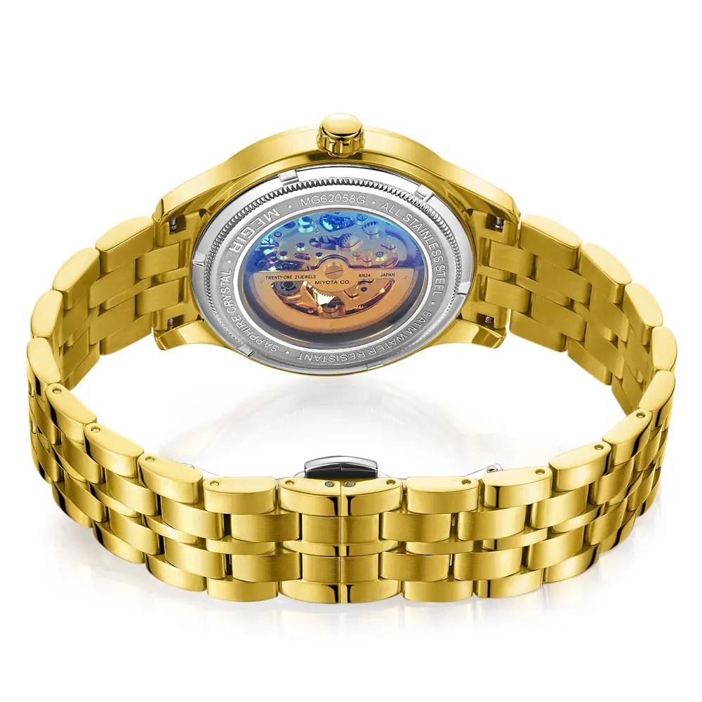 MEGIR Luxury Men Watches Waterproof Automatic Mechanical Watch Stainless Steel Sapphire Gold Business WristWatch Reloj Hombre 62058 by MEGIR WATCH GROUP