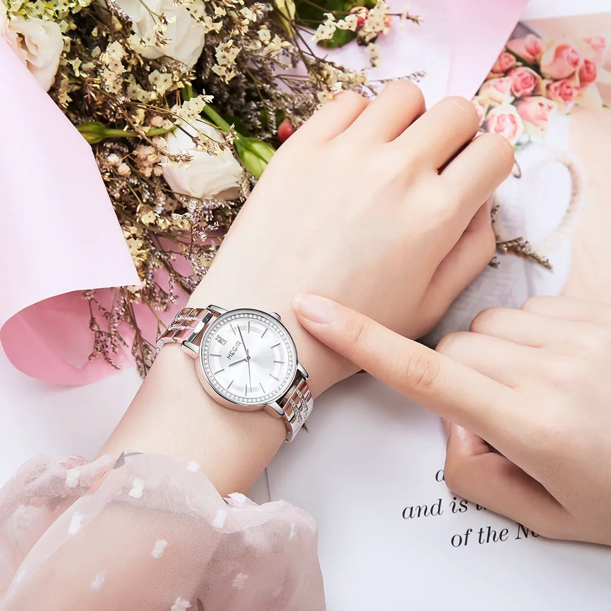 MEGIR Luxury Watches for Women Stainless Steel Dress Clock Fashion Elegant Wristwatch Quartz Watch Ladies Clock Reloj Mujer 7012 by MEGIR WATCH GROUP