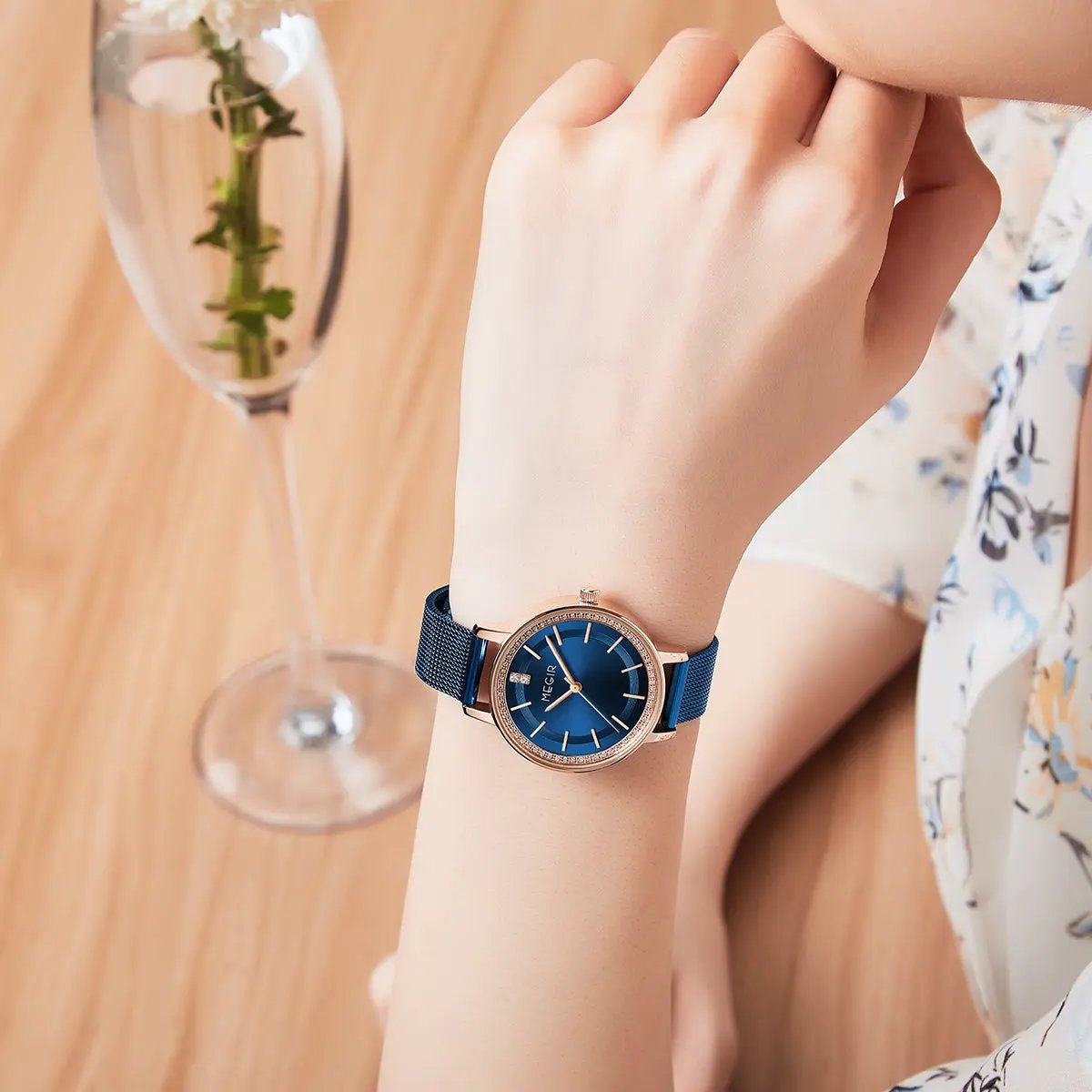 MEGIR Luxury Watches for Women Stainless Steel Dress Clock Fashion Elegant Wristwatch Quartz Watch Ladies Clock Reloj Mujer 7012 by MEGIR WATCH GROUP
