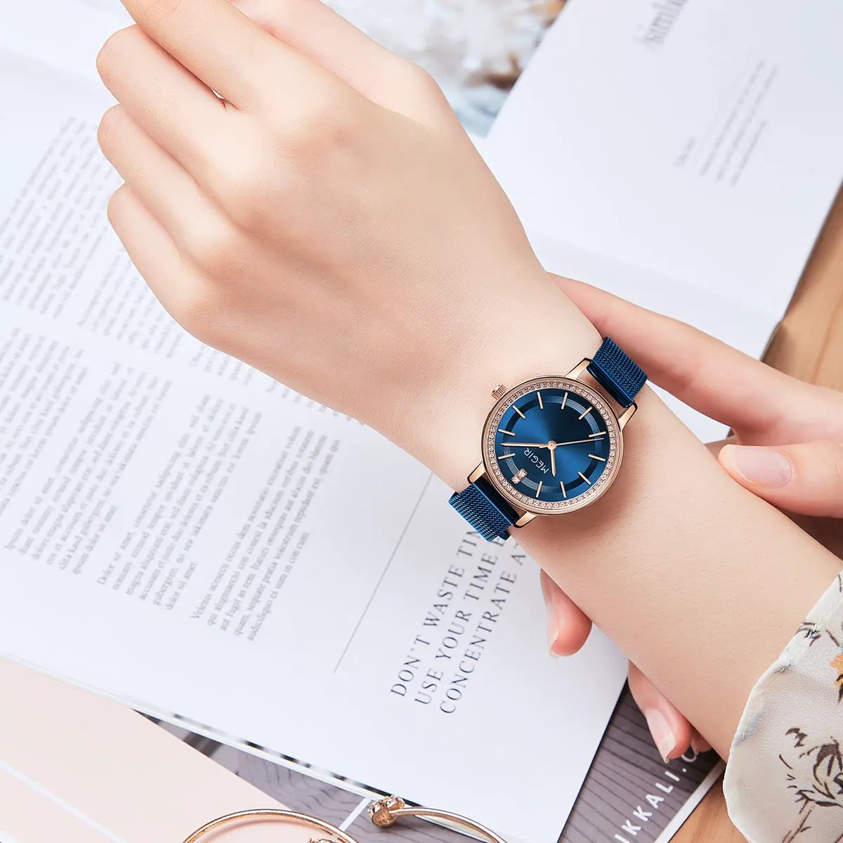 MEGIR Luxury Watches for Women Stainless Steel Dress Clock Fashion Elegant Wristwatch Quartz Watch Ladies Clock Reloj Mujer 7012 by MEGIR WATCH GROUP