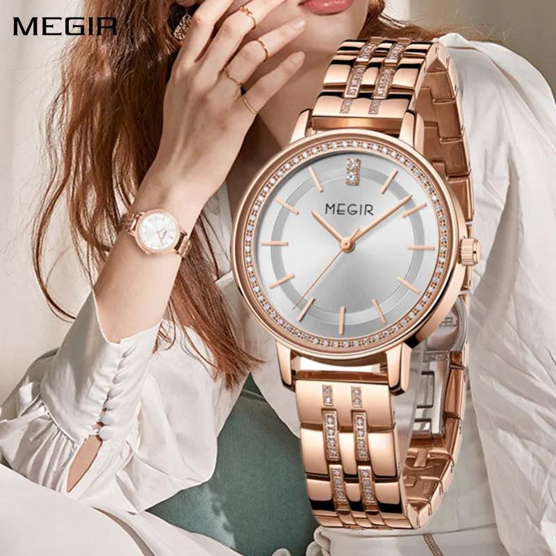 MEGIR Luxury Watches for Women Stainless Steel Dress Clock Fashion Elegant Wristwatch Quartz Watch Ladies Clock Reloj Mujer 7012 by MEGIR WATCH GROUP