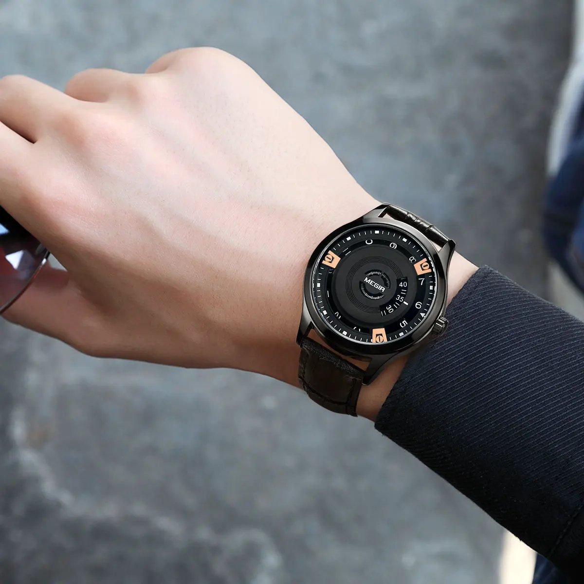MEGIR Mens Watches Top Brand Luxury Leather Sport Military Watches Male Clock Waterproof Fashion Casual Quartz Wristwatch 1067 by MEGIR WATCH GROUP