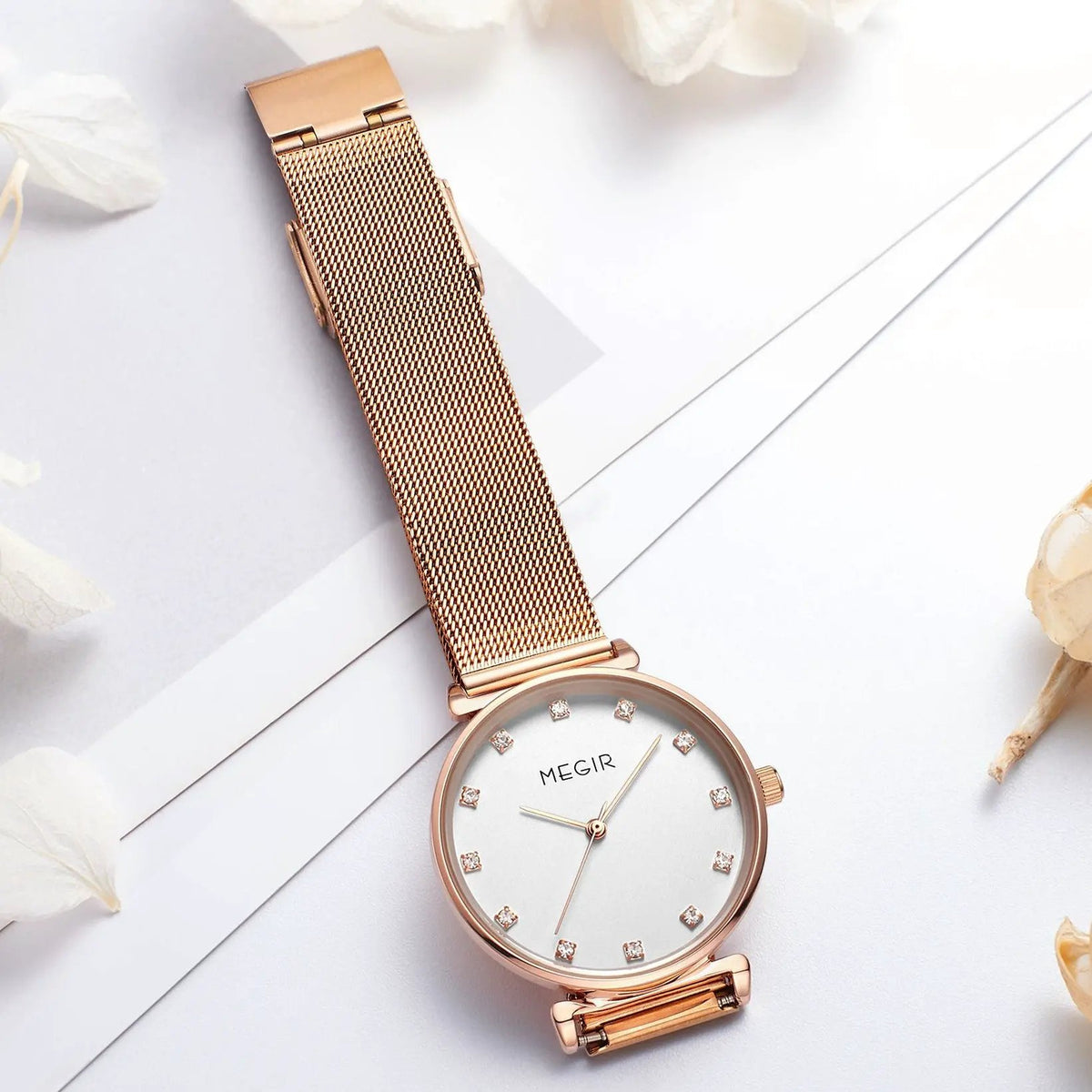 MEGIR Quartz Wristwatches Woman Bracelet Watch Ladies Stainless Steel Mesh Fashion Luxury Waterproof Watches Female Dress Clock 7001 by MEGIR WATCH GROUP