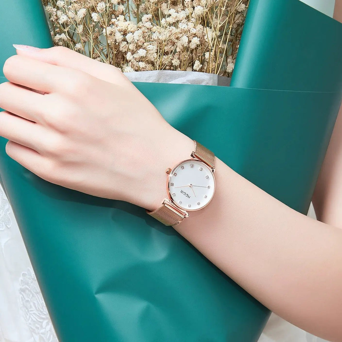 MEGIR Quartz Wristwatches Woman Bracelet Watch Ladies Stainless Steel Mesh Fashion Luxury Waterproof Watches Female Dress Clock 7001 by MEGIR WATCH GROUP