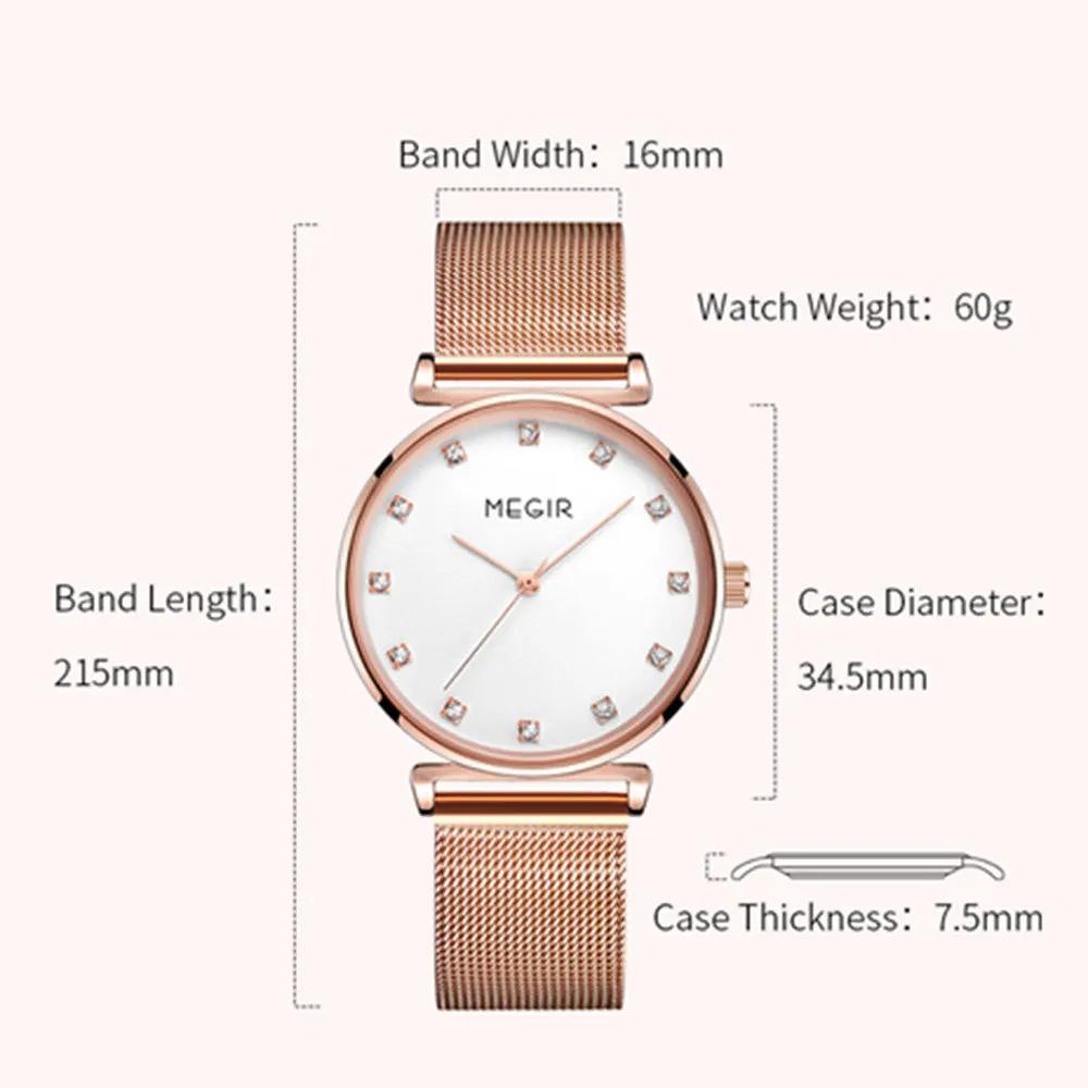 MEGIR Quartz Wristwatches Woman Bracelet Watch Ladies Stainless Steel Mesh Fashion Luxury Waterproof Watches Female Dress Clock 7001 by MEGIR WATCH GROUP