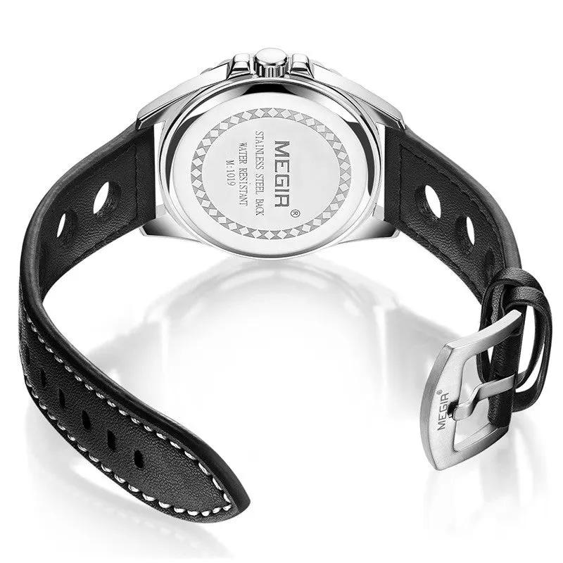 MEGIR Sport Men Watch Top Brand Leather Quartz Watches Man Clock Time Fashion Military Wristwatches Calendar Reloj Hombre 1019 by MEGIR WATCH GROUP