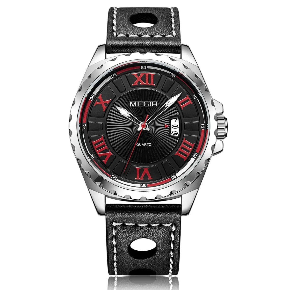 MEGIR Sport Men Watch Top Brand Leather Quartz Watches Man Clock Time Fashion Military Wristwatches Calendar Reloj Hombre 1019 by MEGIR WATCH GROUP