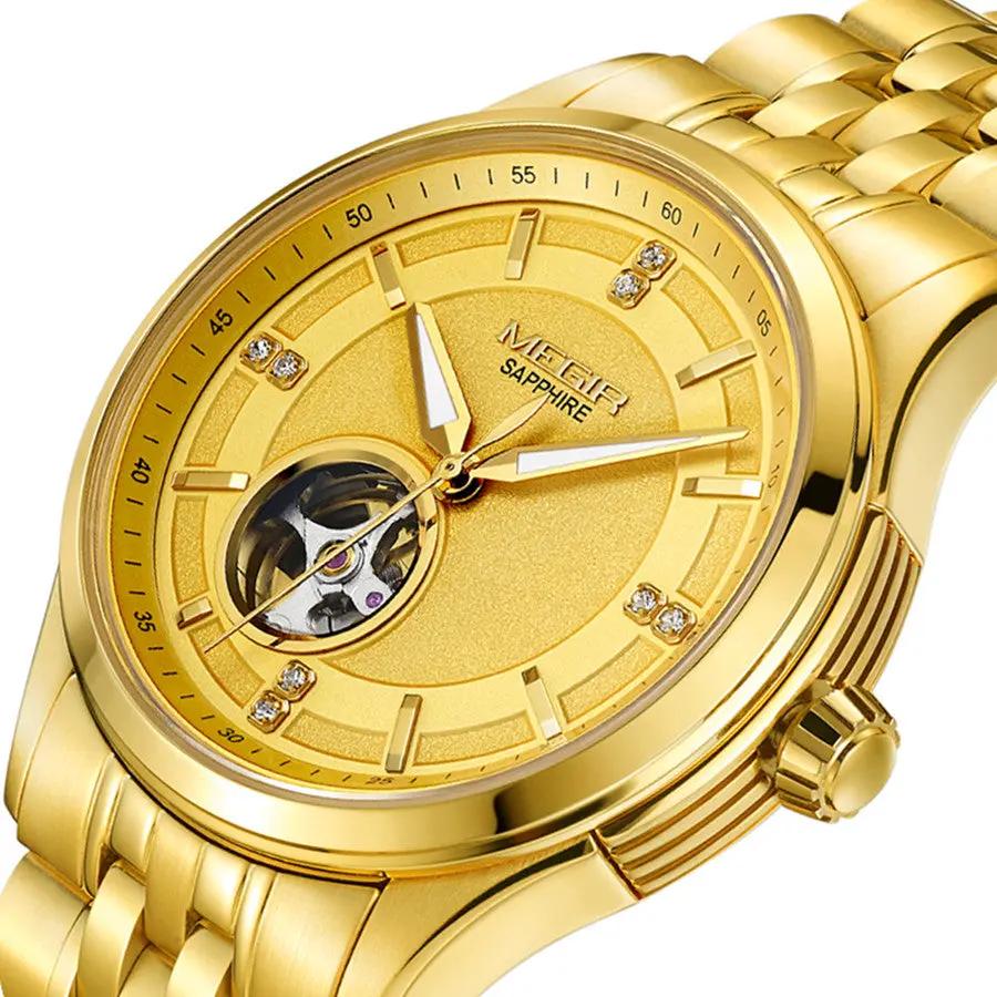 MEGIR Top Brand Luxury Business Watch Men Stainless Steel Waterproof Automatic Mechanical WristWatch Clock Big Dial Montre Homme 62055 by MEGIR WATCH GROUP