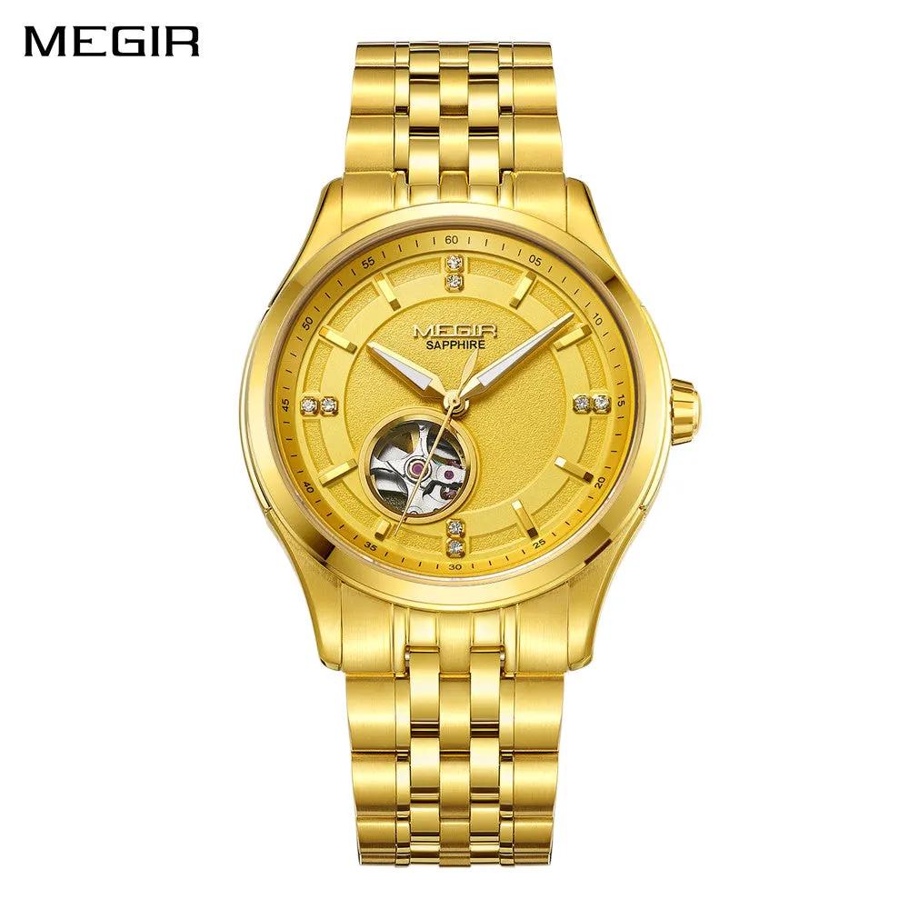 MEGIR Top Brand Luxury Business Watch Men Stainless Steel Waterproof Automatic Mechanical WristWatch Clock Big Dial Montre Homme 62055 by MEGIR WATCH GROUP